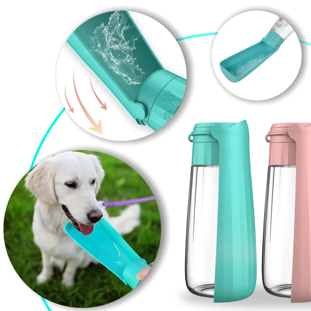 Portable Dog Water Bottle with Foldable Drinking Bowl – Leakproof Travel Dispenser for Small & Large Dogs
