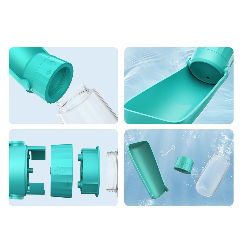 Portable Dog Water Bottle with Foldable Drinking Bowl – Leakproof Travel Dispenser for Small & Large Dogs