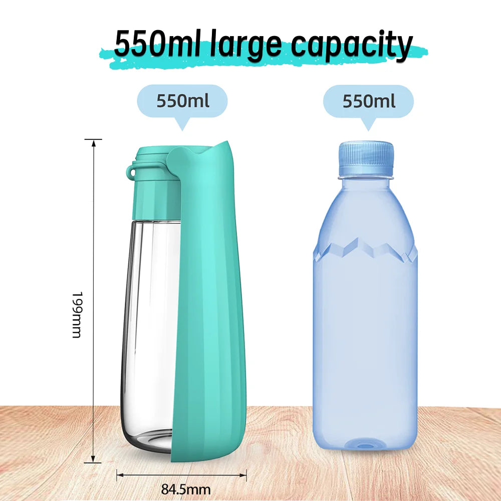Portable Dog Water Bottle with Foldable Drinking Bowl – Leakproof Travel Dispenser for Small & Large Dogs